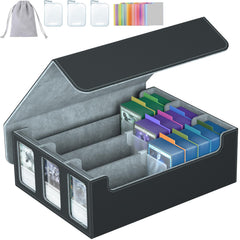 SENVINI 3-row trading card storage box holds 2400+ cards for organized collection