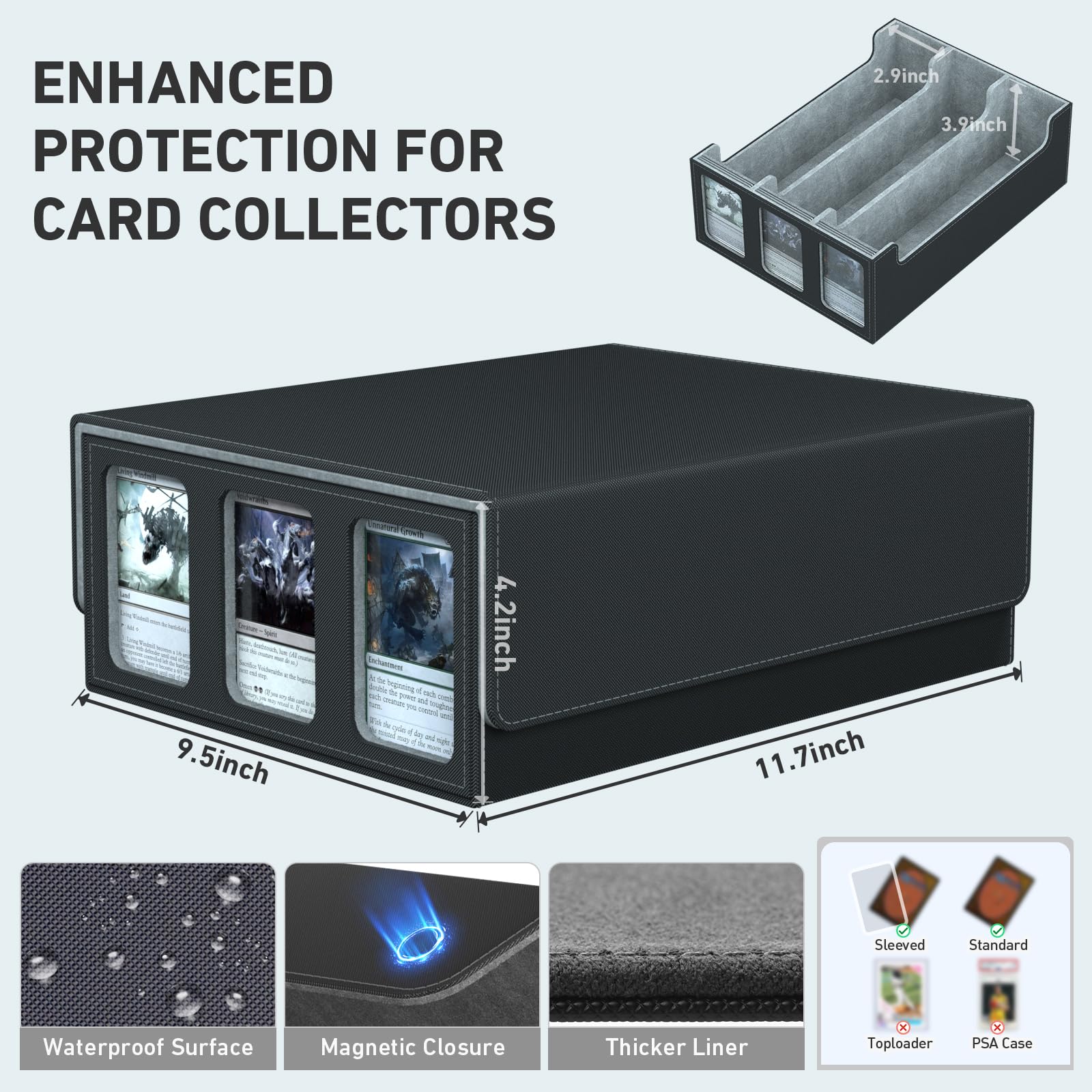SENVINI PU leather card box provides durable protection and stylish stitching