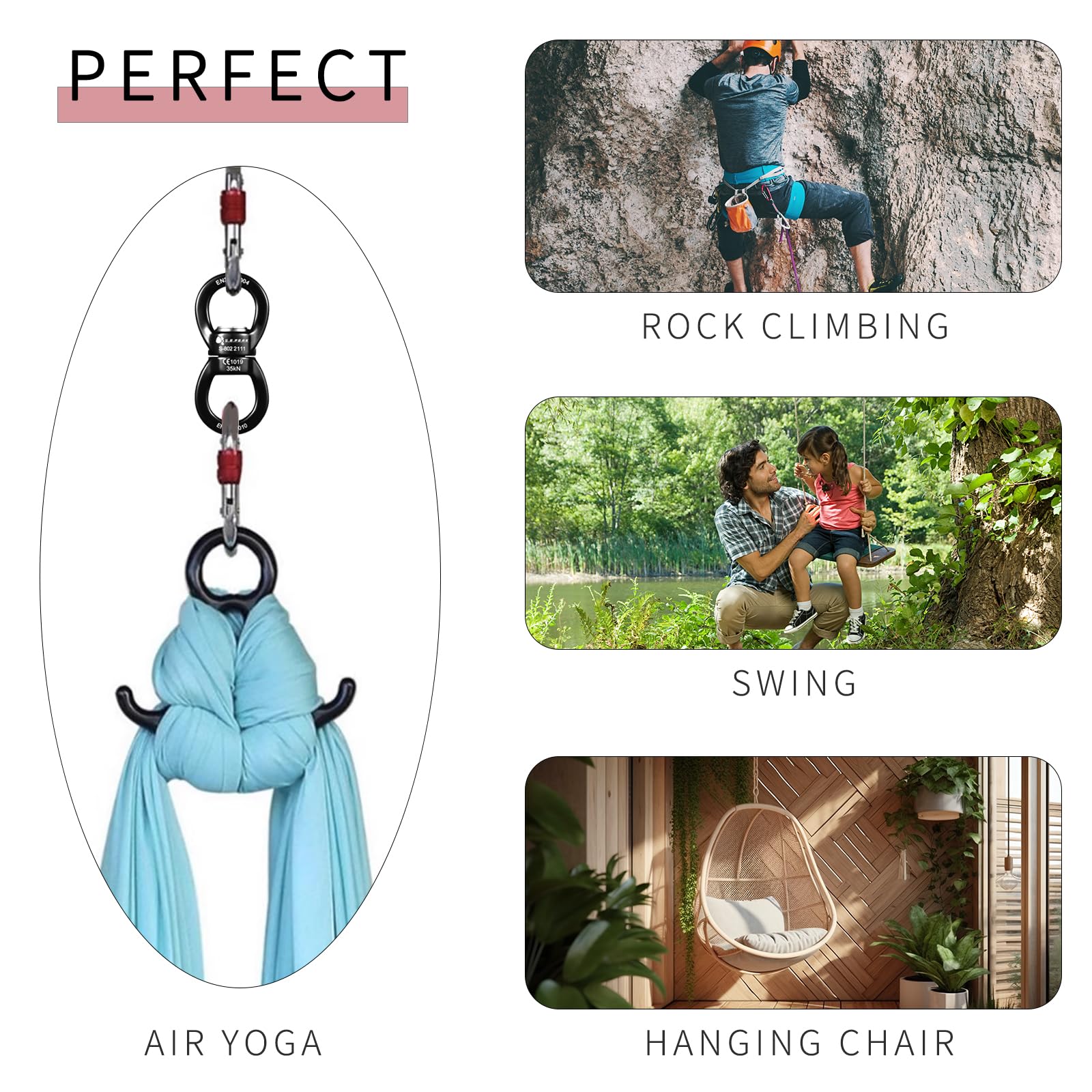 Lightweight and portable S.E.PEAK swivel for quick outdoor setups