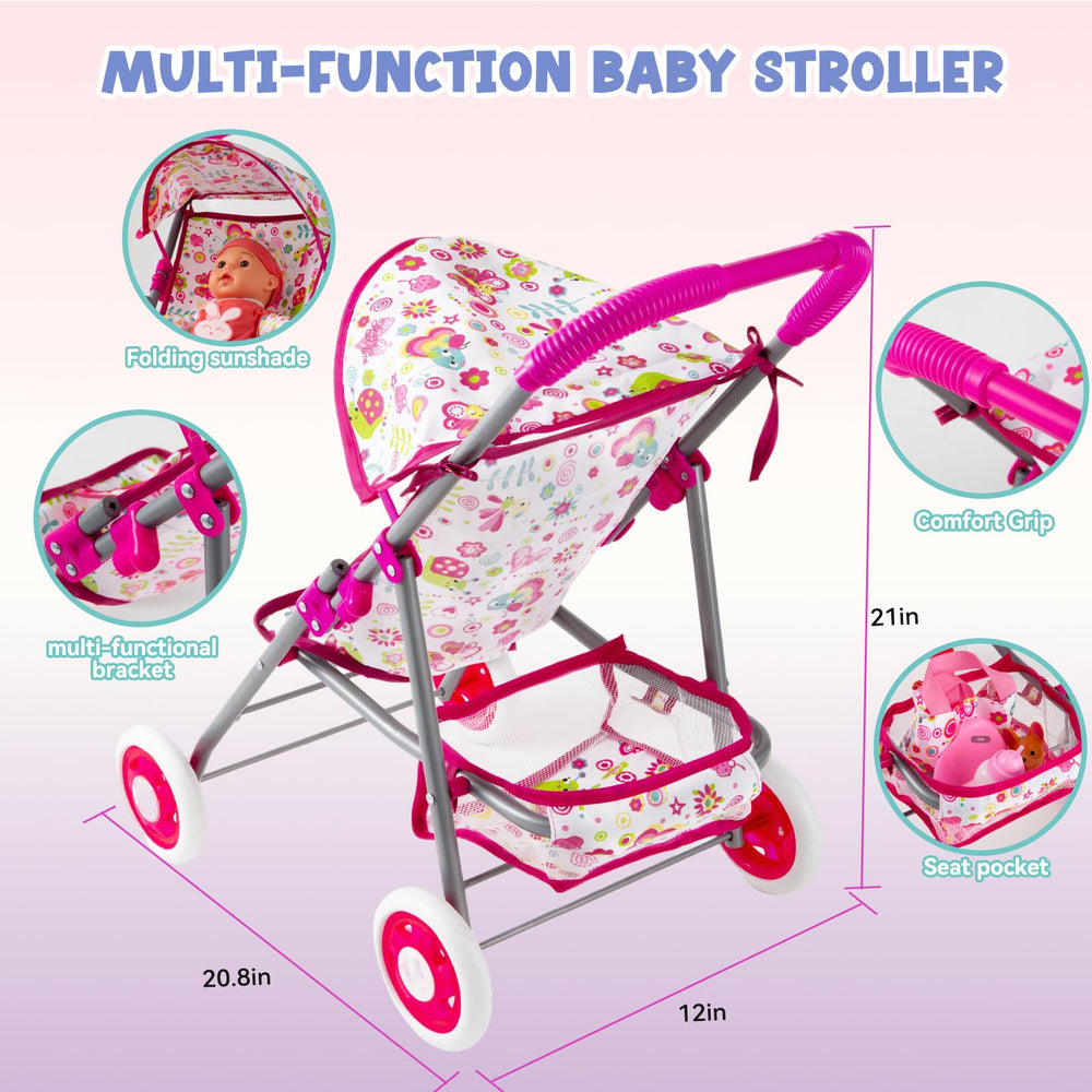 Seppacio baby doll stroller set — accessories pack for realistic pretend play.