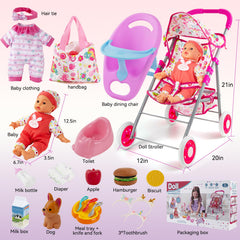 Seppacio baby doll stroller set — dining chair scene to encourage feeding pretend-play.