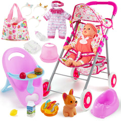 Seppacio baby doll stroller set — doll front view to spark imaginative play.
