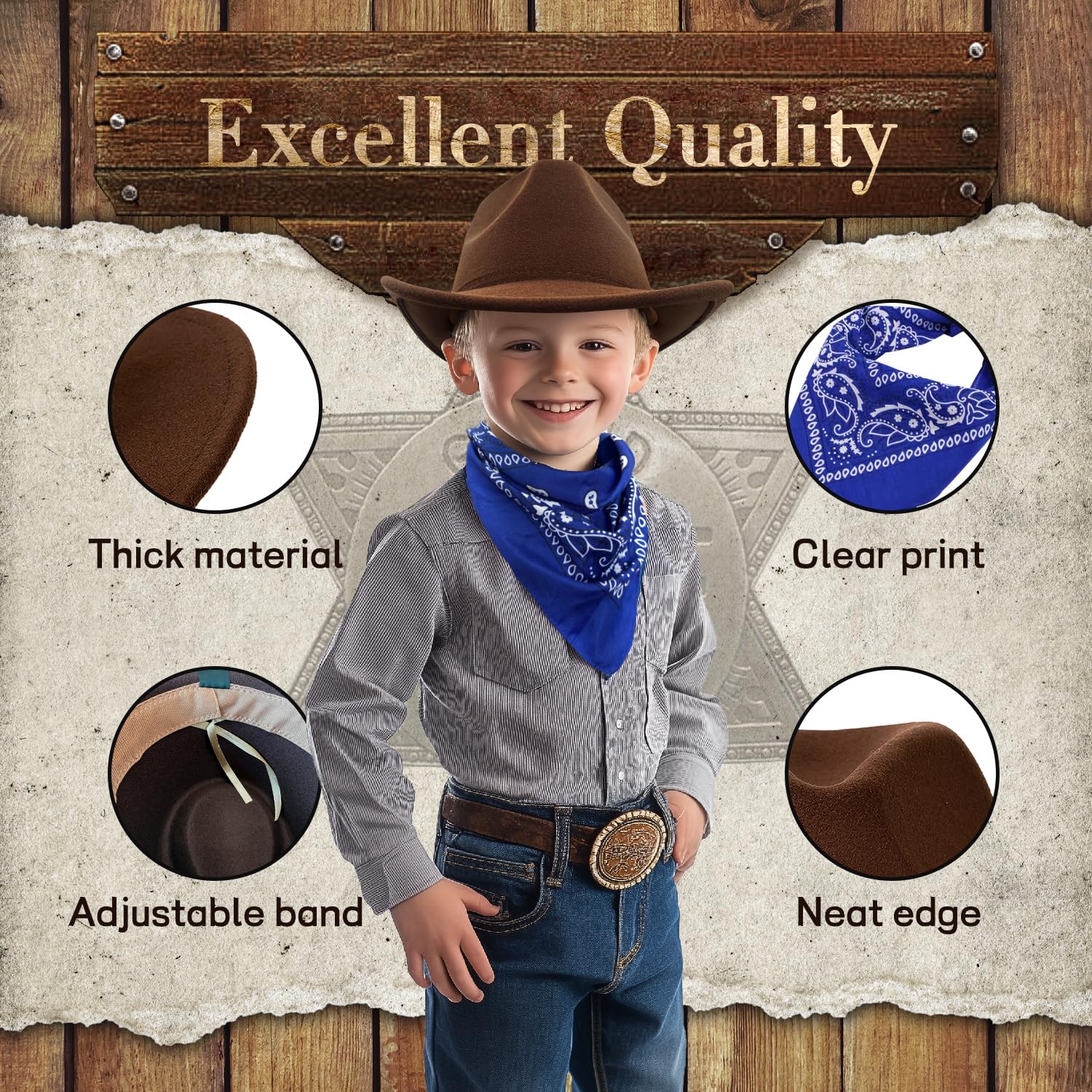 SeptCity Kids cowboy hat with adjustable drawstring for secure fit during play