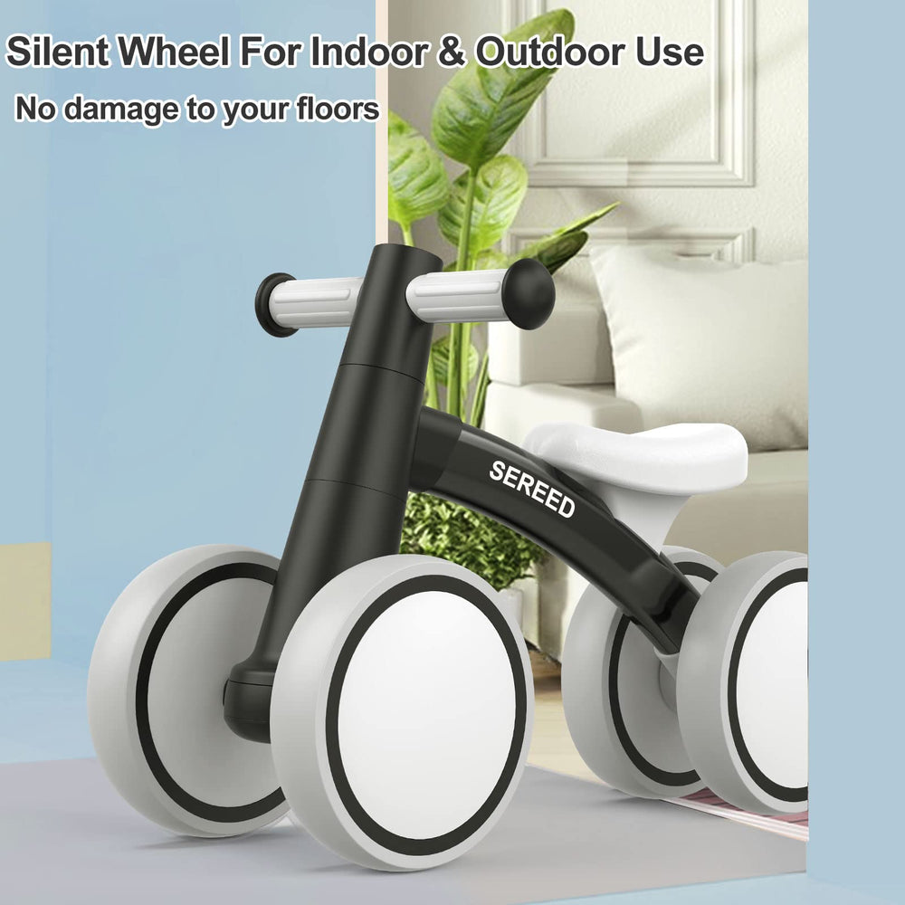 SEREED balance bike with 135-degree steering supports controlled turns.