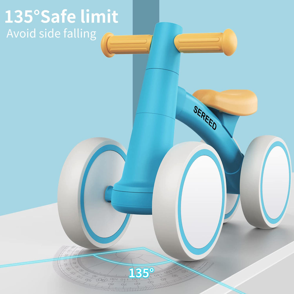 SEREED baby balance bike blue four wheels for stability