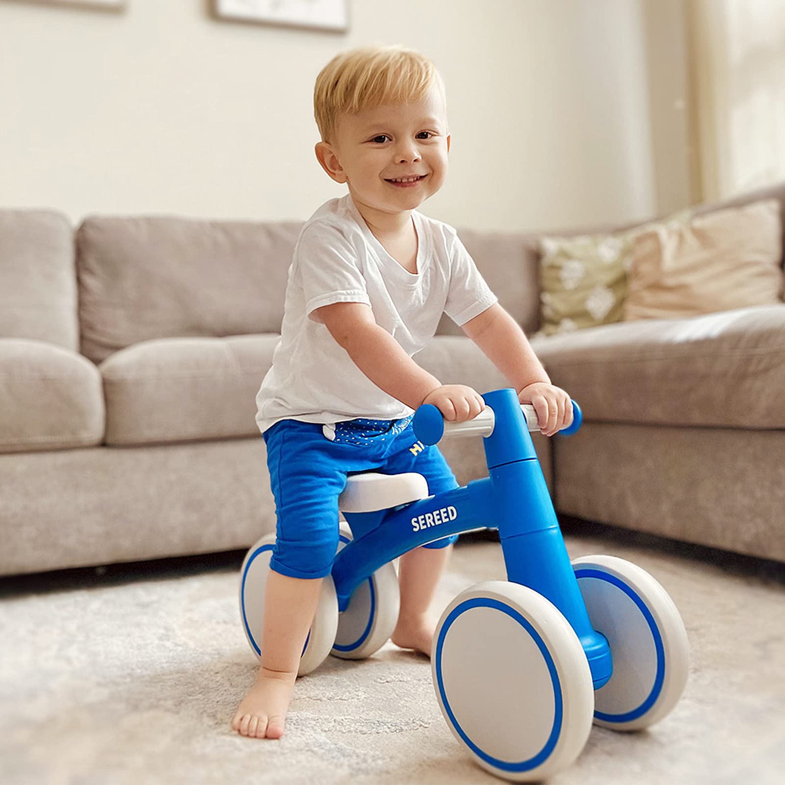 SEREED blue handlebar detail showing non-slip grip for secure steering