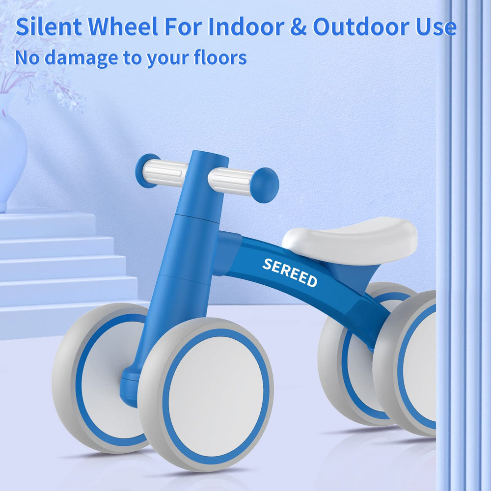 SEREED balance bike blue pedal-free design supports safe, foot-friendly learning