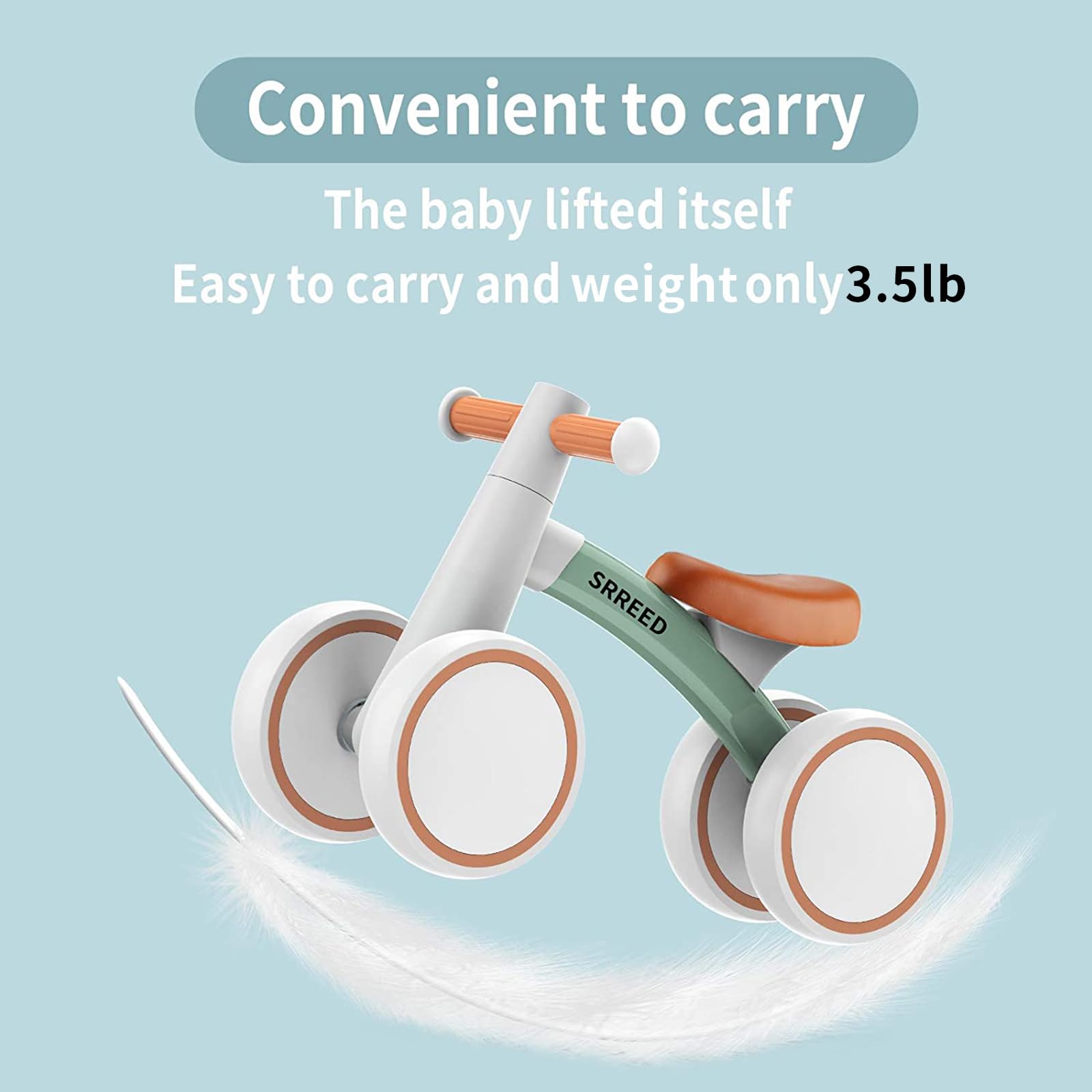 SEREED Balance Bike green handlebar shot highlights secure grip and safe control