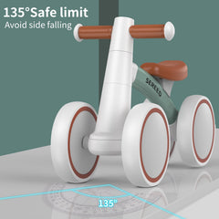 SEREED Balance Bike green indoor view illustrates safe use on indoor floors