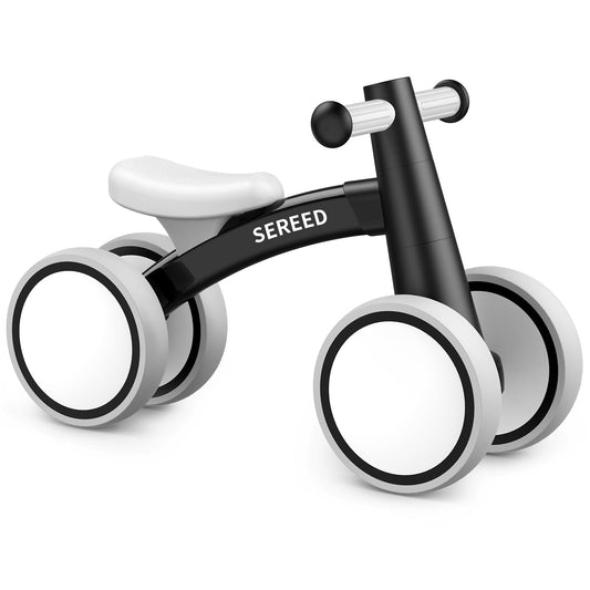 SEREED baby balance bike side view in black promotes safe early play.