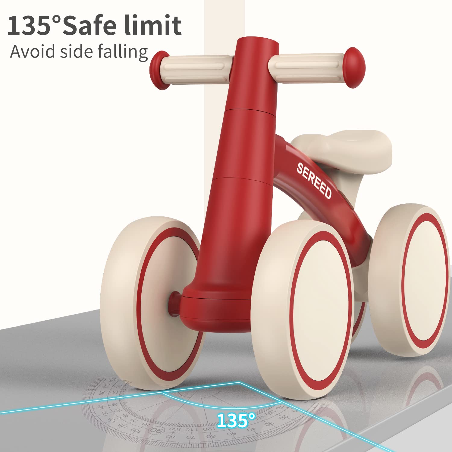 SEREED gravity steering promotes stable turns and confidence in toddlers.