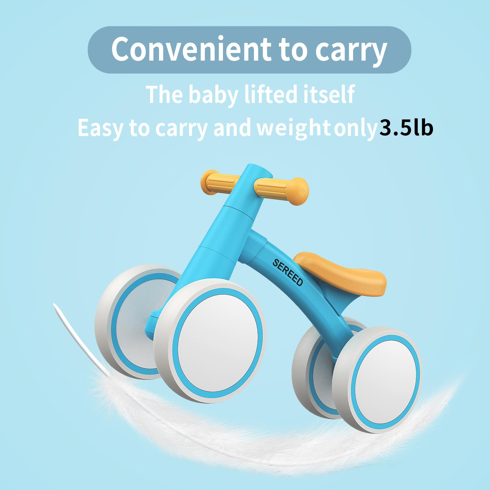 SEREED balance bike blue aluminum frame emphasizes durability