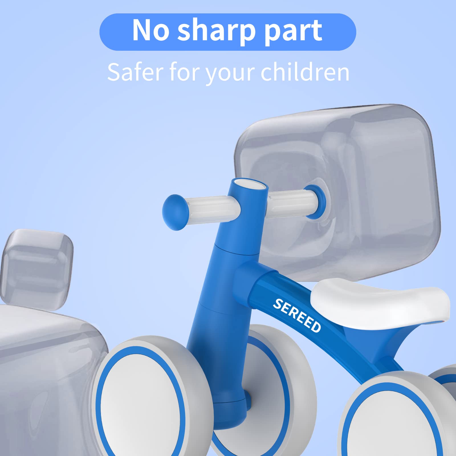 SEREED lightweight balance bike blue demonstrating easy carrying at 1.6 kg