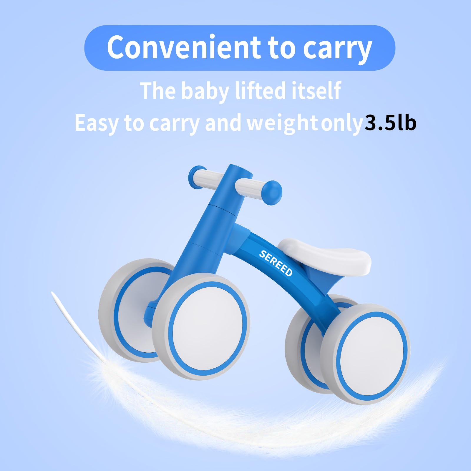 SEREED blue wheels image highlights wear-resistant non-slip surfaces