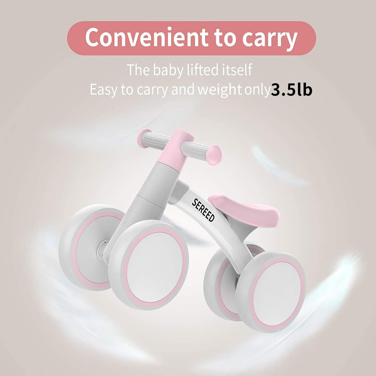 SEREED balance bike with closed wheels protects little feet during play.