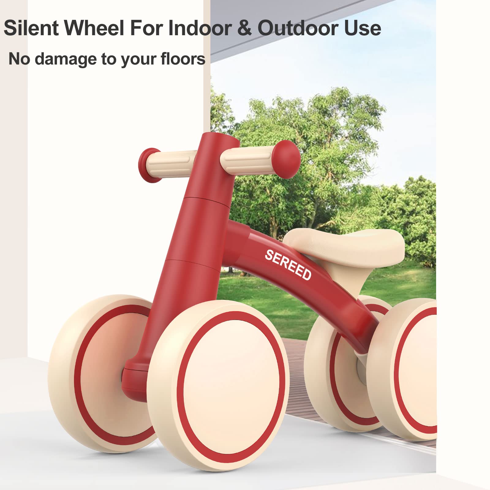 SEREED Balance Bike suitable for indoor and outdoor learning adventures.