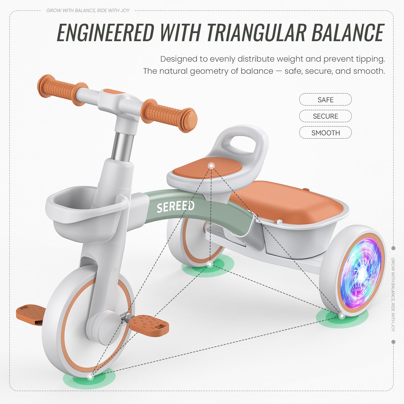SEREED tricycle adjustable seat helping growth with the child