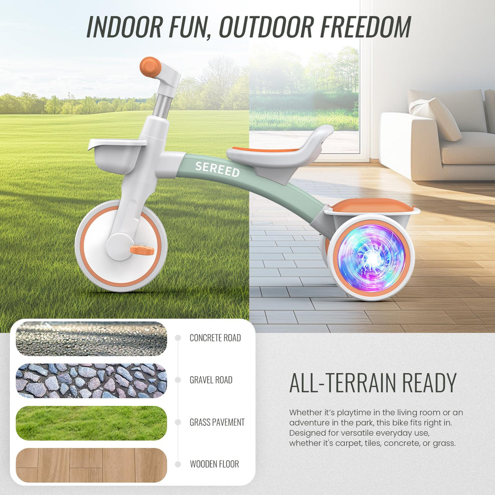 SEREED green tricycle as a gift idea for toddlers and families