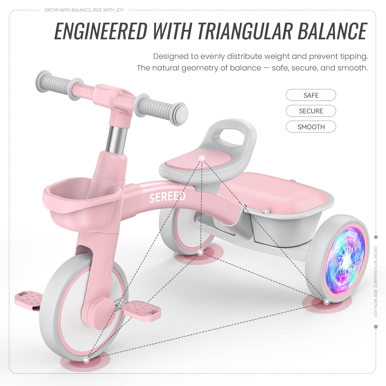 SEREED pink handlebar adjustment for easy customization