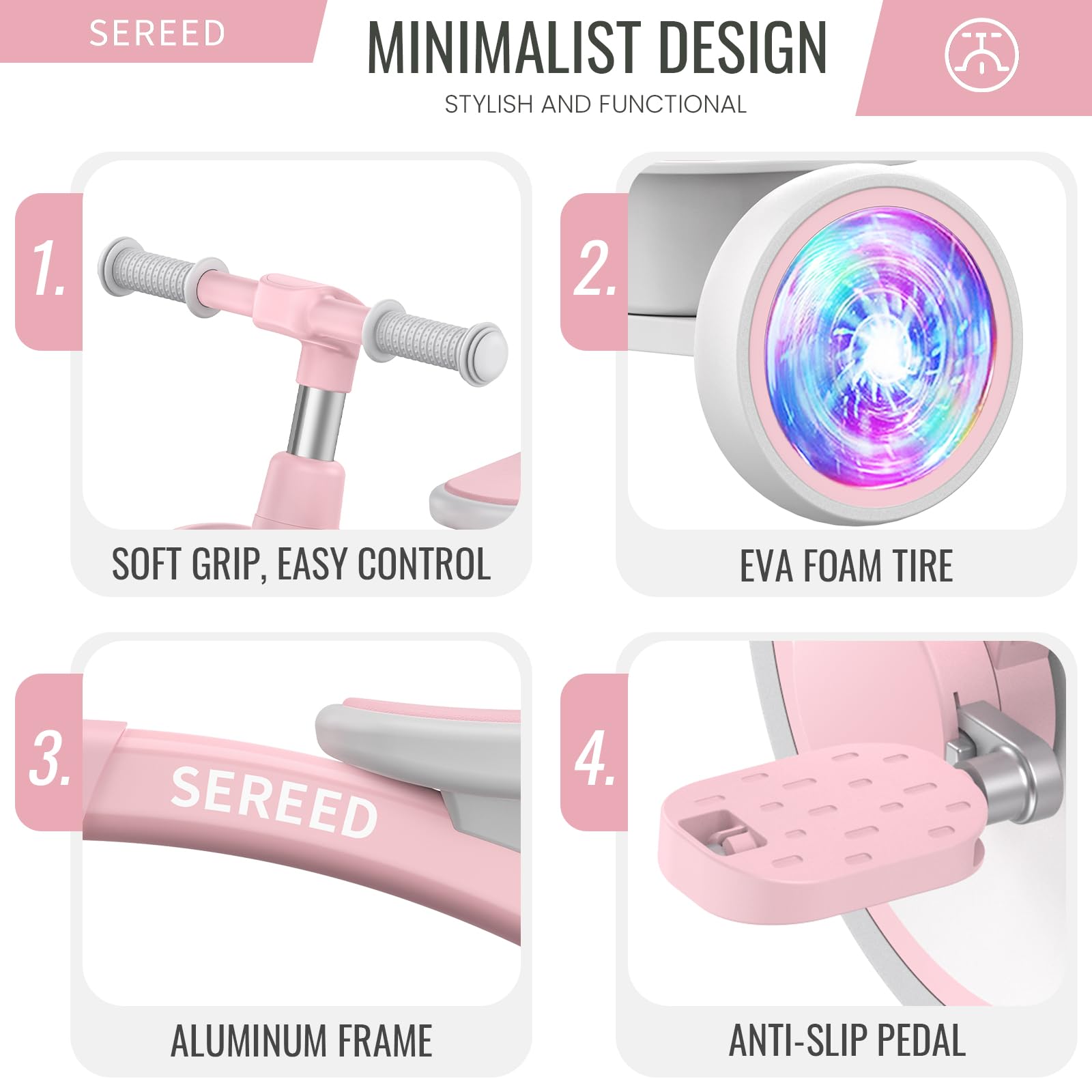 SEREED pink detailed-seat close-up emphasizes comfort and fit