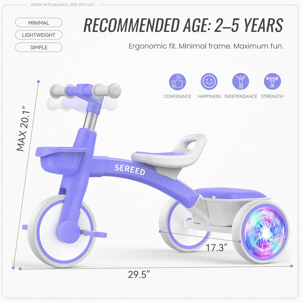 SEREED tricycle lightweight design in purple at 6.6 pounds