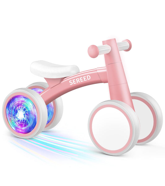 SEREED Colorful Lighting Baby Balance Bike pink with glowing wheels for playful sessions