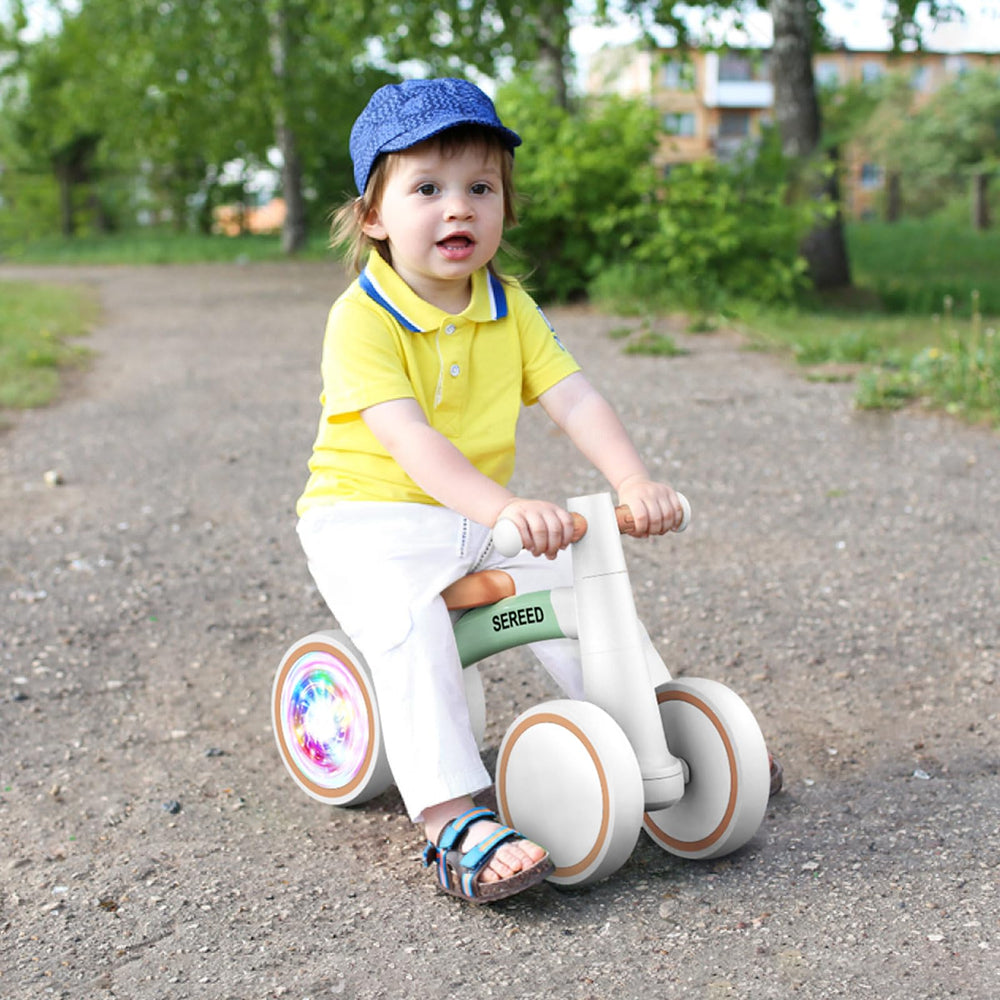 SEREED balance bike used indoors and outdoors with easy portability.
