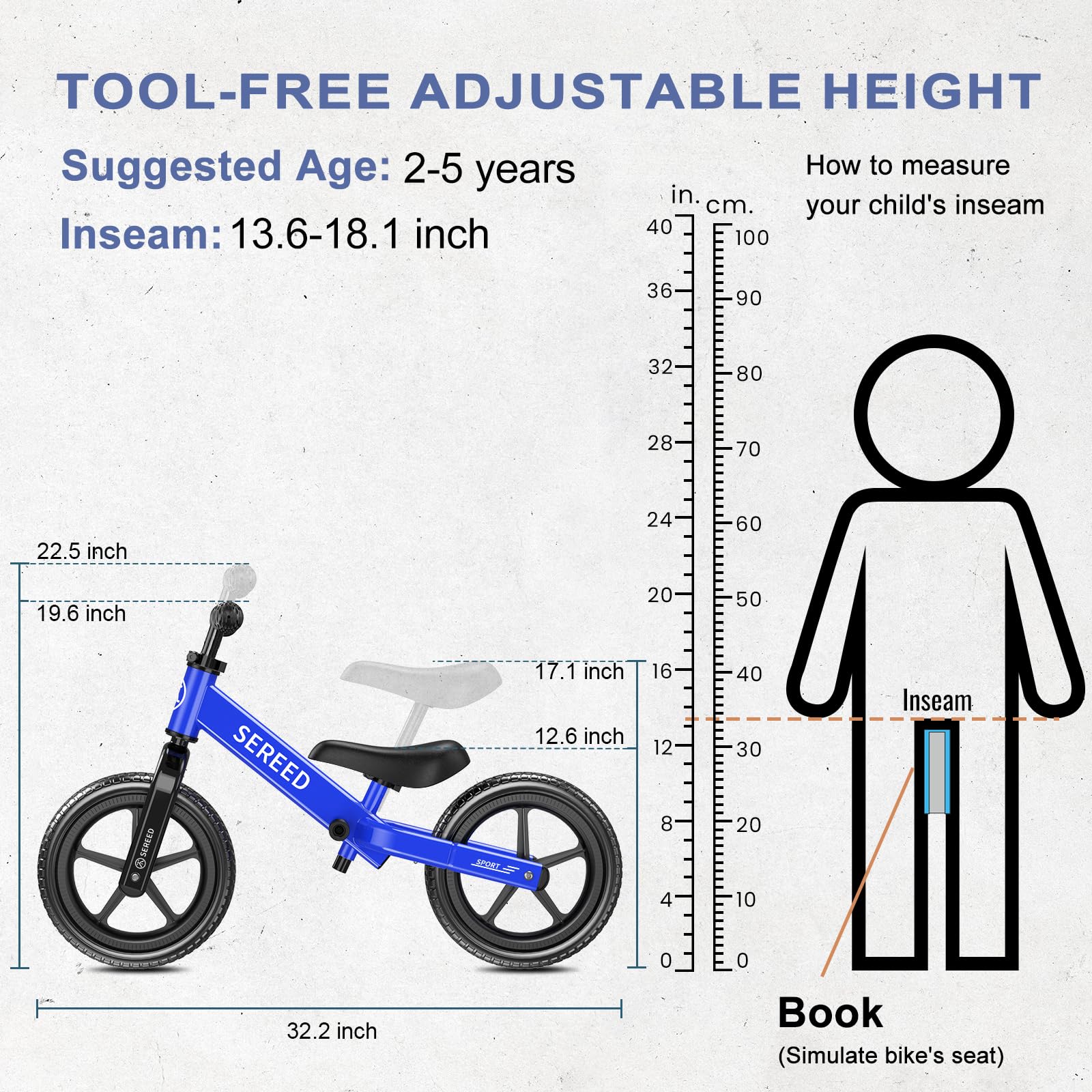 SEREED adjustable-seat balance bike accommodates growing kids for comfortable rides