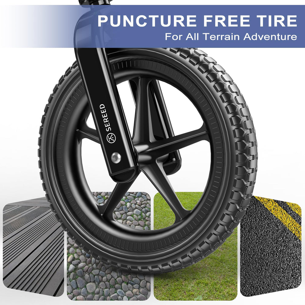 SEREED EVA foam tires on balance bike offer quiet, slip-resistant riding