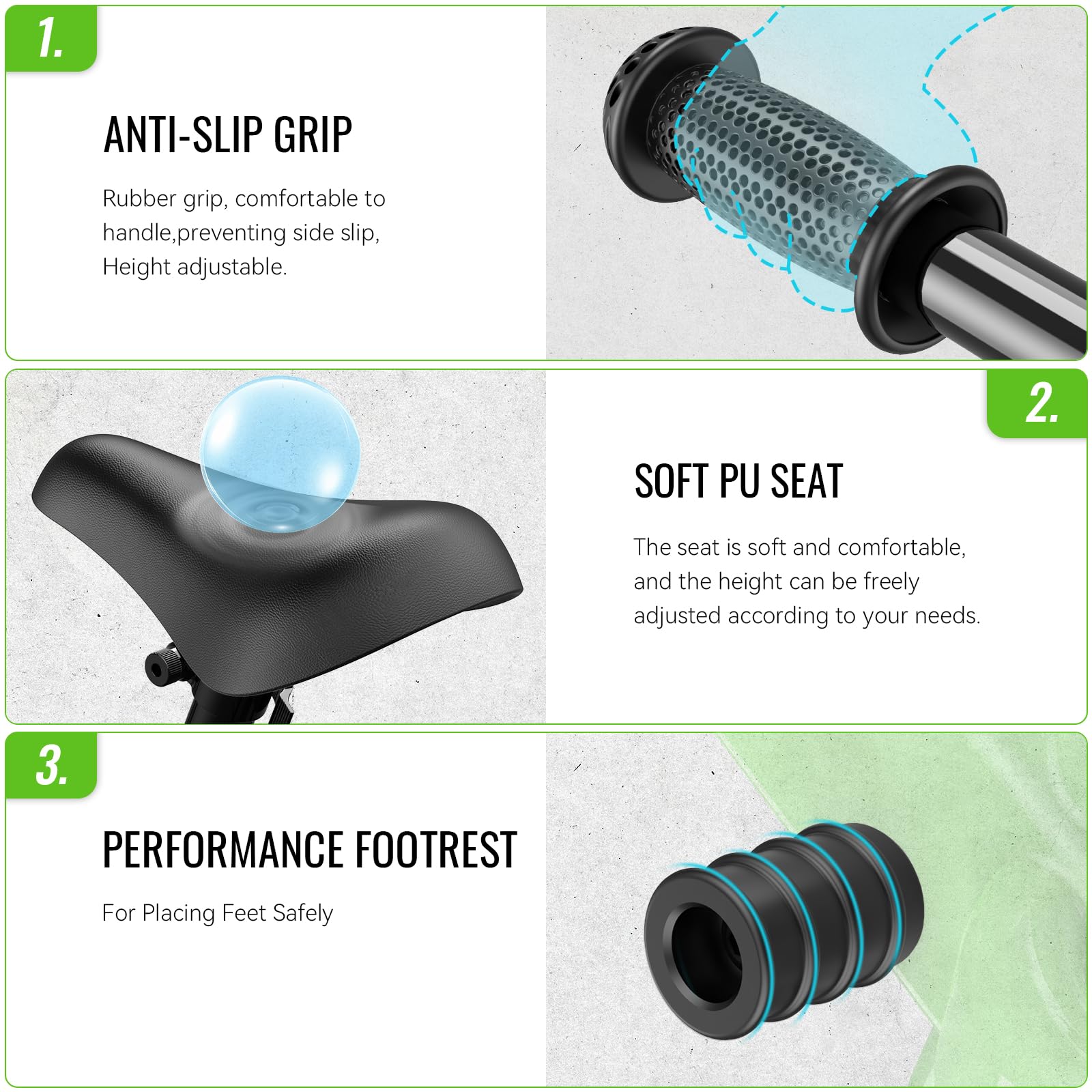 SEREED EVA tires provide quiet, non-slip rides on indoor and outdoor surfaces.