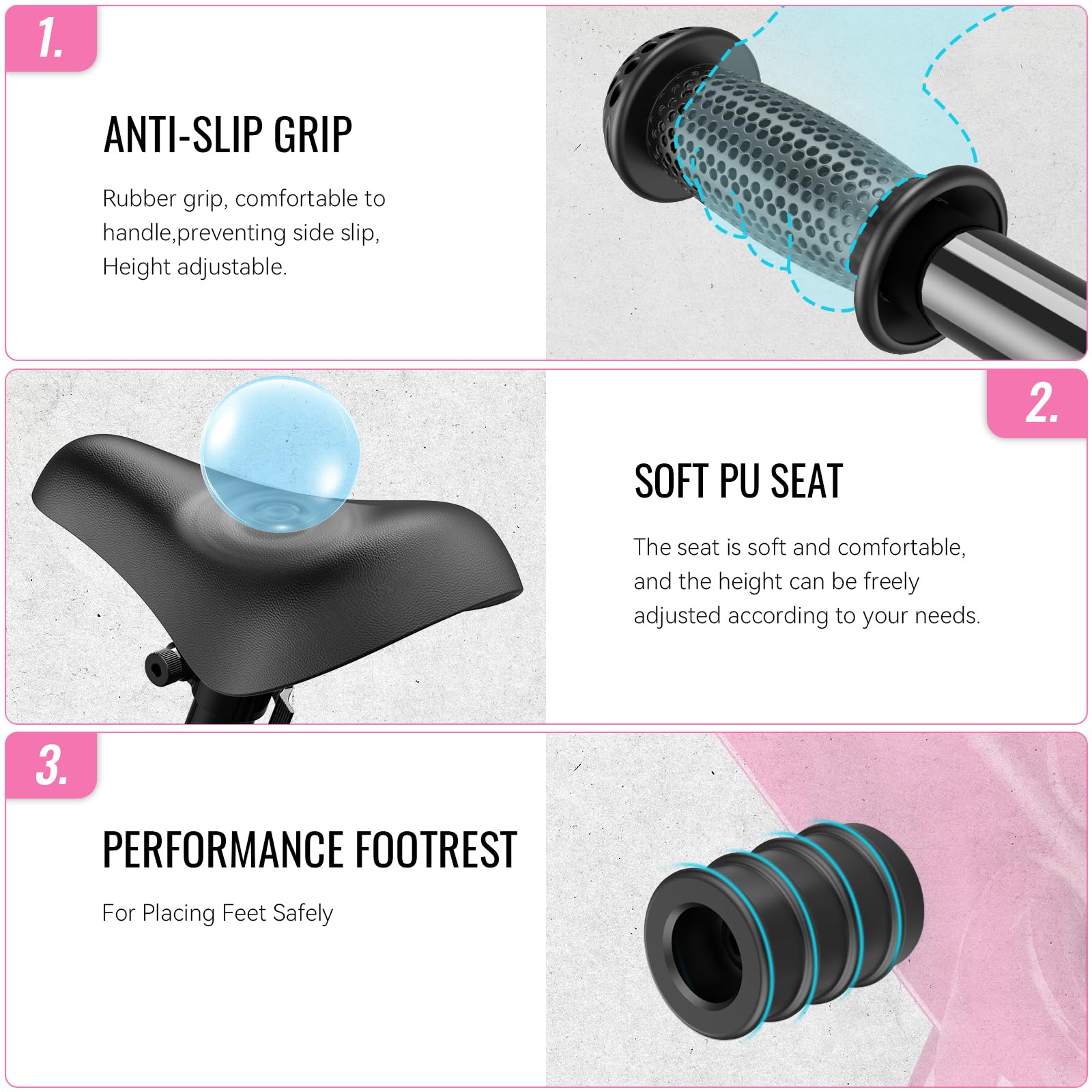 SEREED tool-free quick-release adjusts seat and handlebars.
