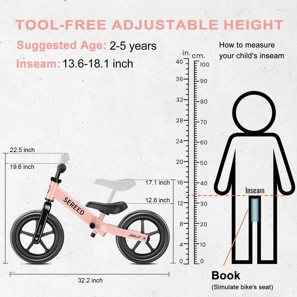 SEREED quick-adjust system enables tool-free height changes for seat and handlebars.