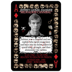 Serial Killer Cards: Ted Bundy card shows alias and biography for strategic card reveals.