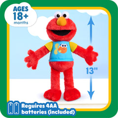Sesame Street Elmo goldfish T-shirt adds bright character flair during stories.