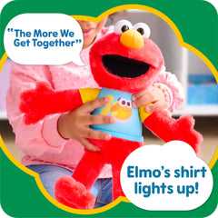 Sesame Street Elmo sings The More We Get Together with kids.