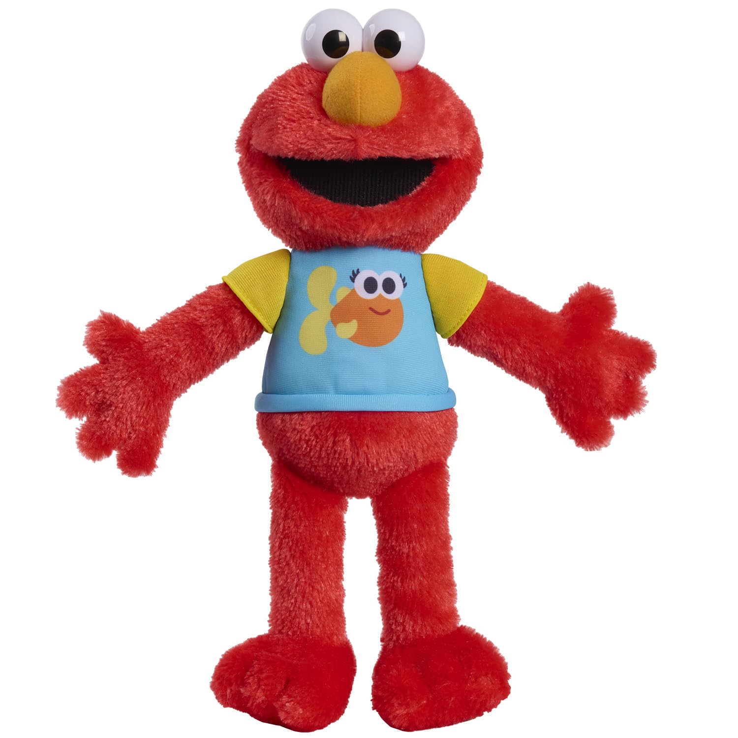 Sesame Street Elmo left-hand squeeze activates interactive sing-along.