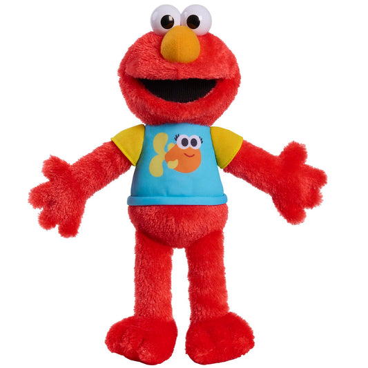Sesame Street Elmo left-hand squeeze activates interactive sing-along.