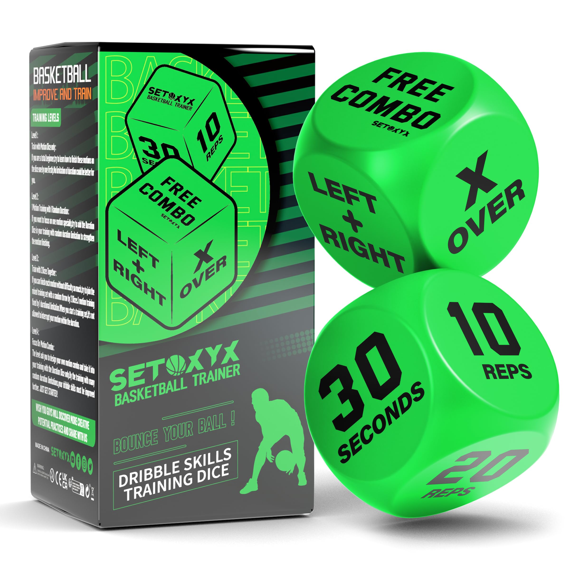 SetoxyX Dribble Dice Set front view for portable beginner training