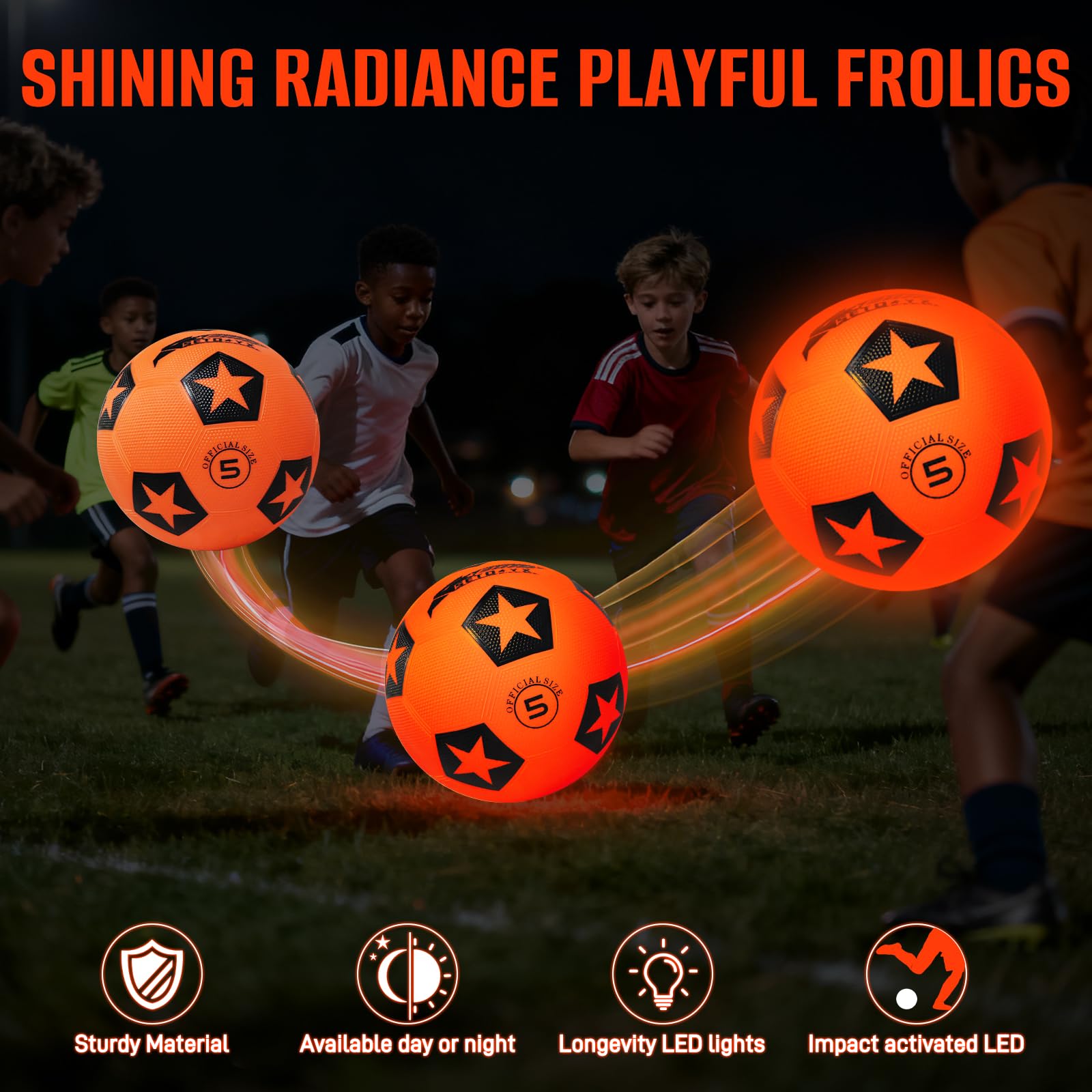 SETOXYX Light Up Soccer Ball with batteries included for ready-to-play fun.