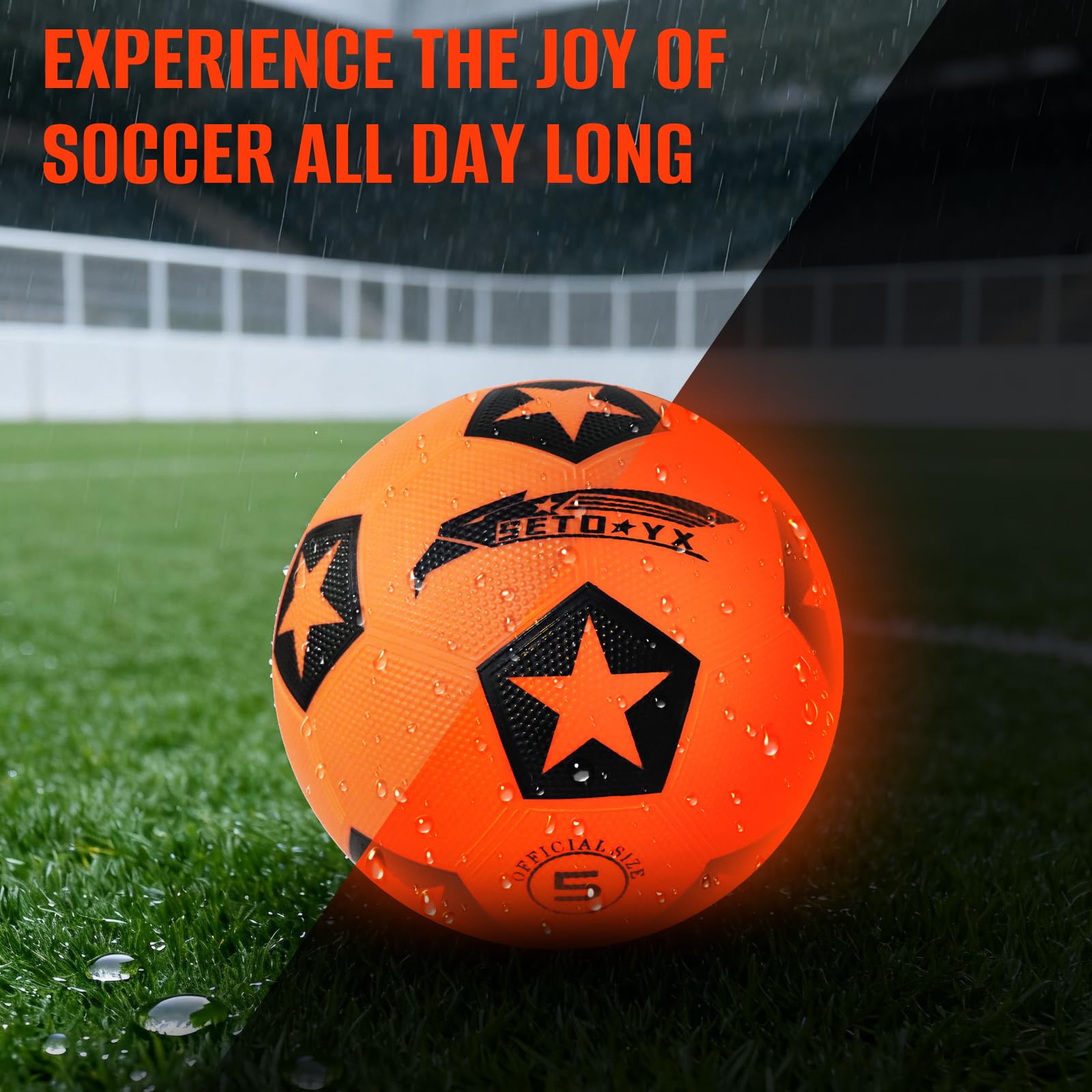 SETOXYX Light Up Soccer Ball durable surface supports rugged outdoor use.