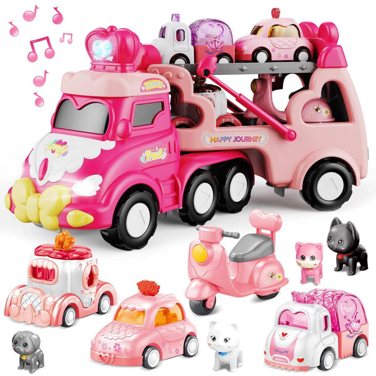 Seveclotree 9-in-1 princess car set with lights boosts imaginative play.