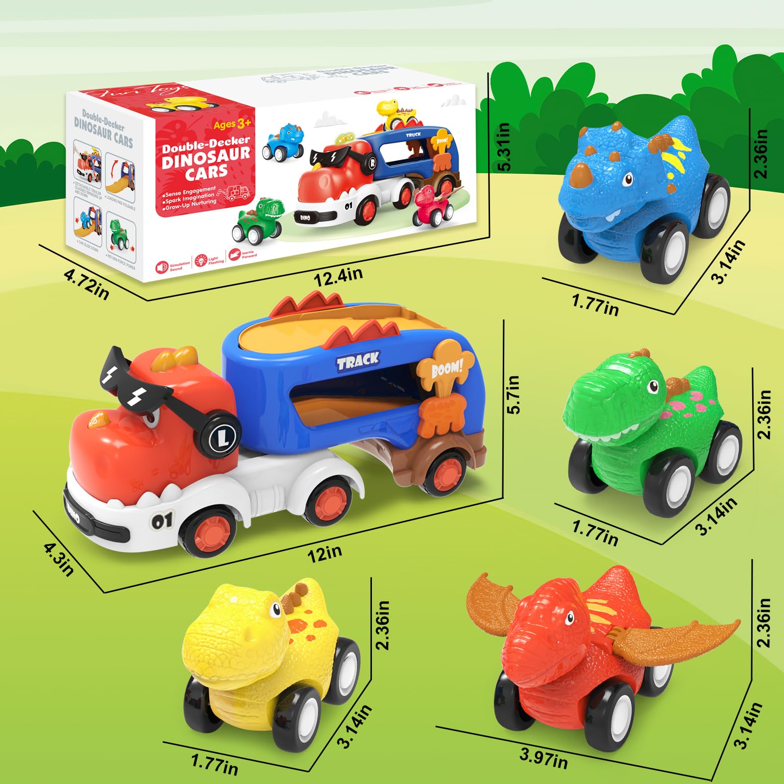 Seveclotree dinosaur truck with lights and roar effect for immersive play