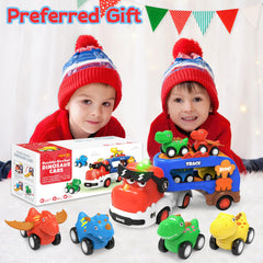 Seveclotree dinosaur truck swinging glasses mid-play scene