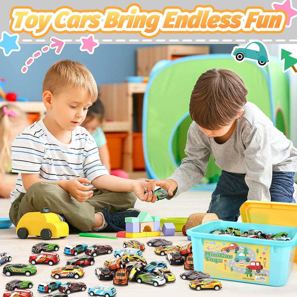 SevenQ storage box keeps cars organized for travel or classroom use.