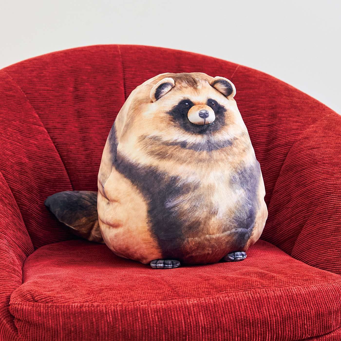Sew Butiful Raccoon Plush bedside setup as a cute cuddle companion.