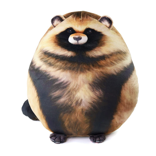 Sew Butiful Raccoon Plush front view, cozy hug pillow for naps and comfort.