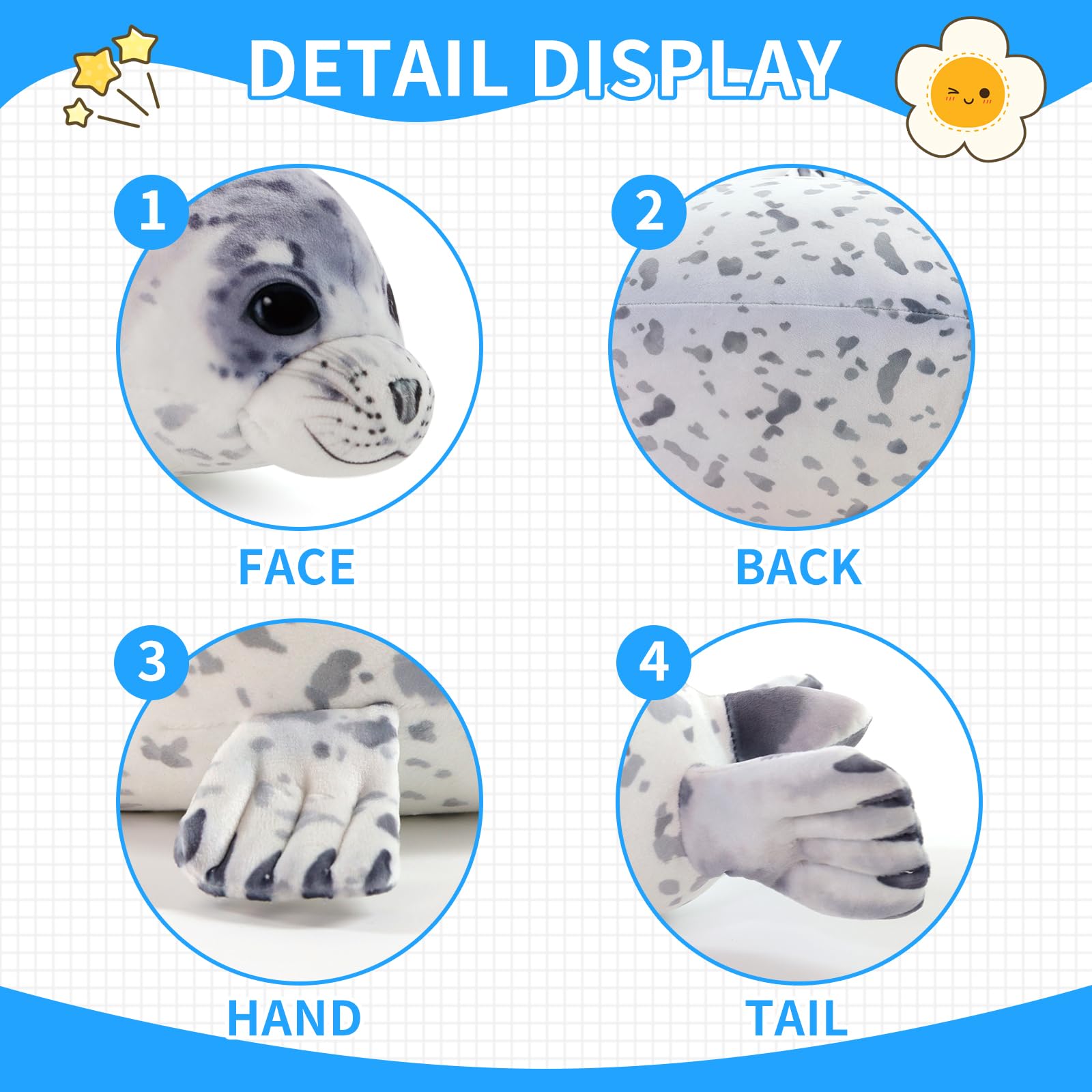 Sew Butiful seal plush displayed as a decorative pillow in a child's space