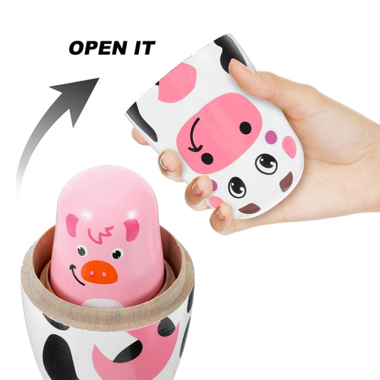 SEWACC 6-layer nesting dolls pig: charming farm-themed keepsake for shelves.