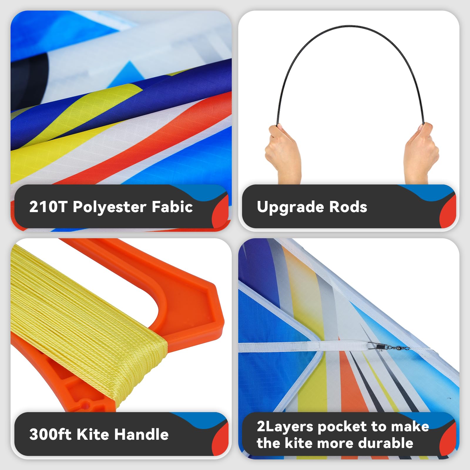 SGftre blue plane kite, easy to fly with included handle and line
