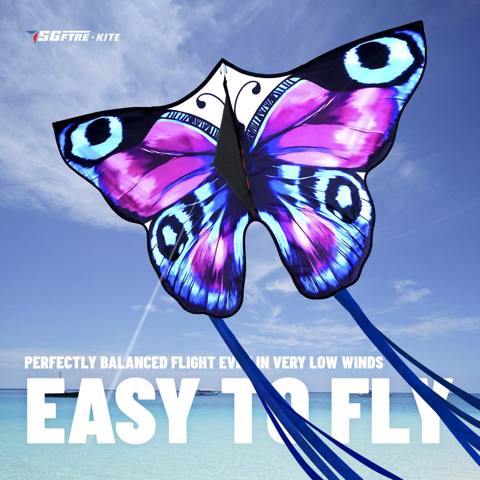 SGftre easy-to-fly butterfly kite ideal for kids and beginners outdoors.